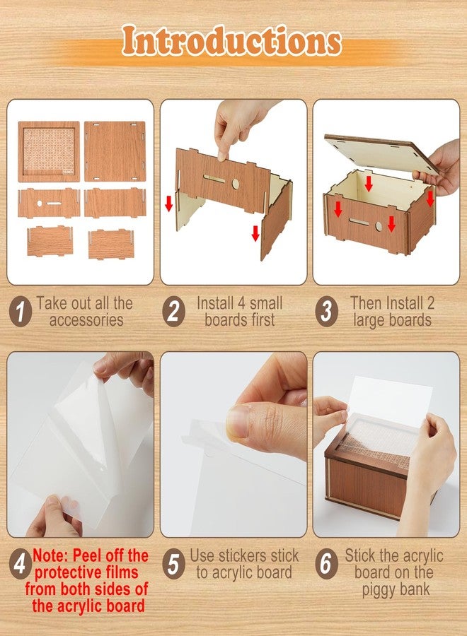 CVLDM 10000 Savings Challenge Box, Money Saver Box 10k Smash, Wooden Digital Save Piggy Bank for Adults Kids, Cash Vault Wooden Savings 10,000 Dollar, Caja De Ahorros, Cashbox Kakeibo - Image 2